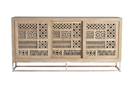 GINER Y COLOMER Buffet en bois de manguier et métal avec 3 portes coulissantes